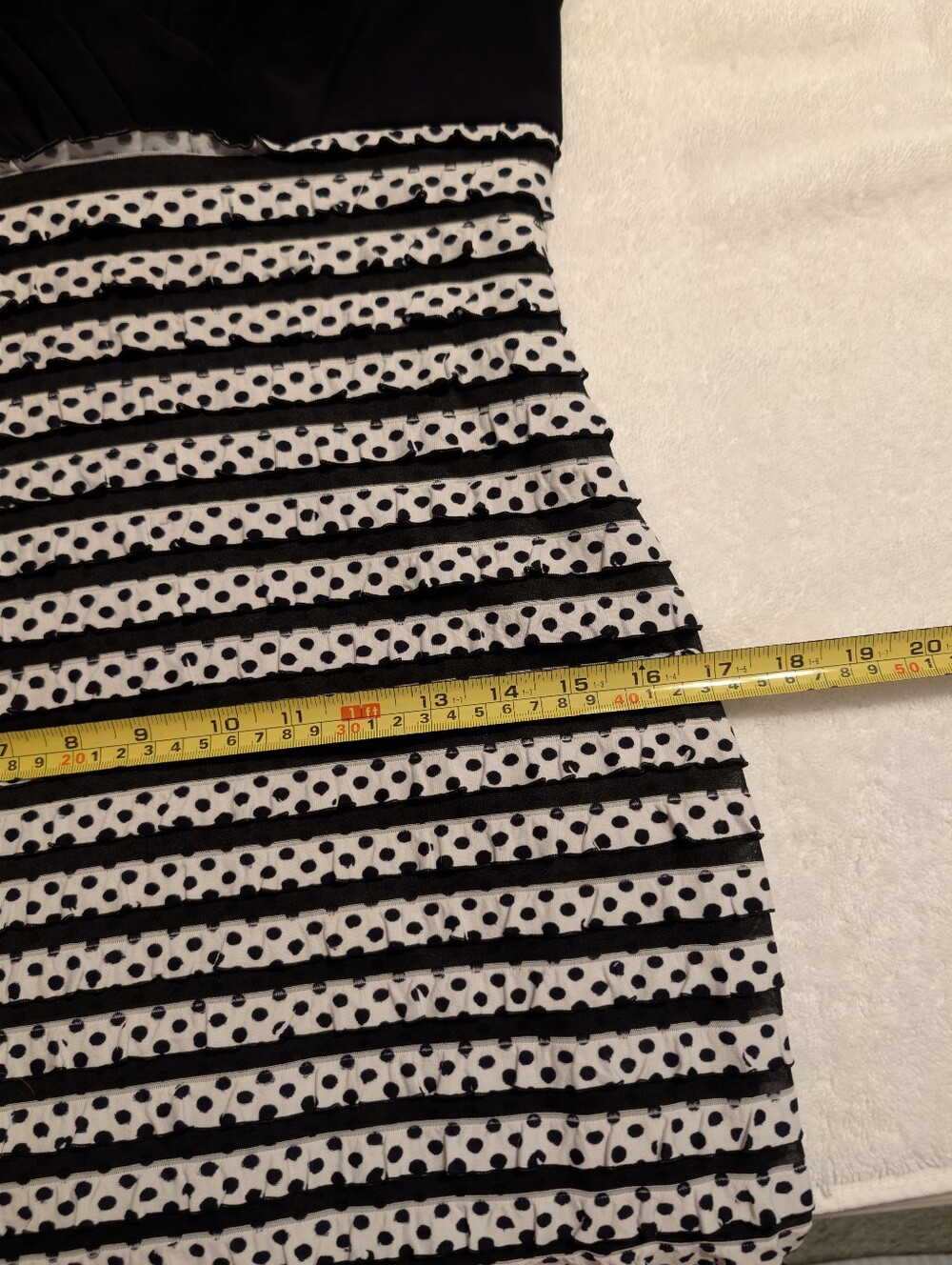 Ronni Nicole Black and White V-Neck Polka Dot Stripe Midi Dress - Picture 13 of 13